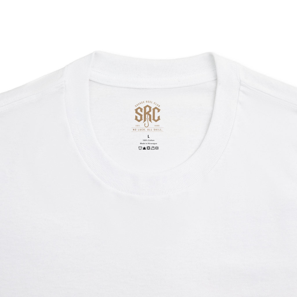 Vintage-style fishing T-shirt from Printify featuring the "Savage Reel Club" sign design on a casual tee.