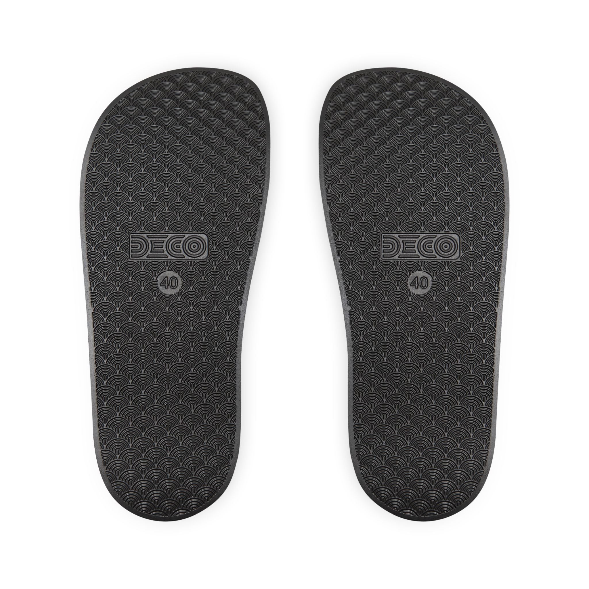 White Slide Sandals with removable straps, labeled 'SAVAGE', showing casual pool slide design by Printify