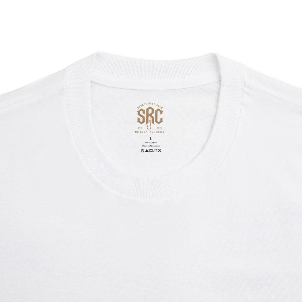 Vintage Savage Reel Club T-Shirt by Printify featuring fishing pinup artwork on a casual graphic tee.
