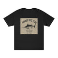 Men's fishing T-shirt featuring a Marlin graphic and "Savage Reel Club" print, casual wear by Printify.