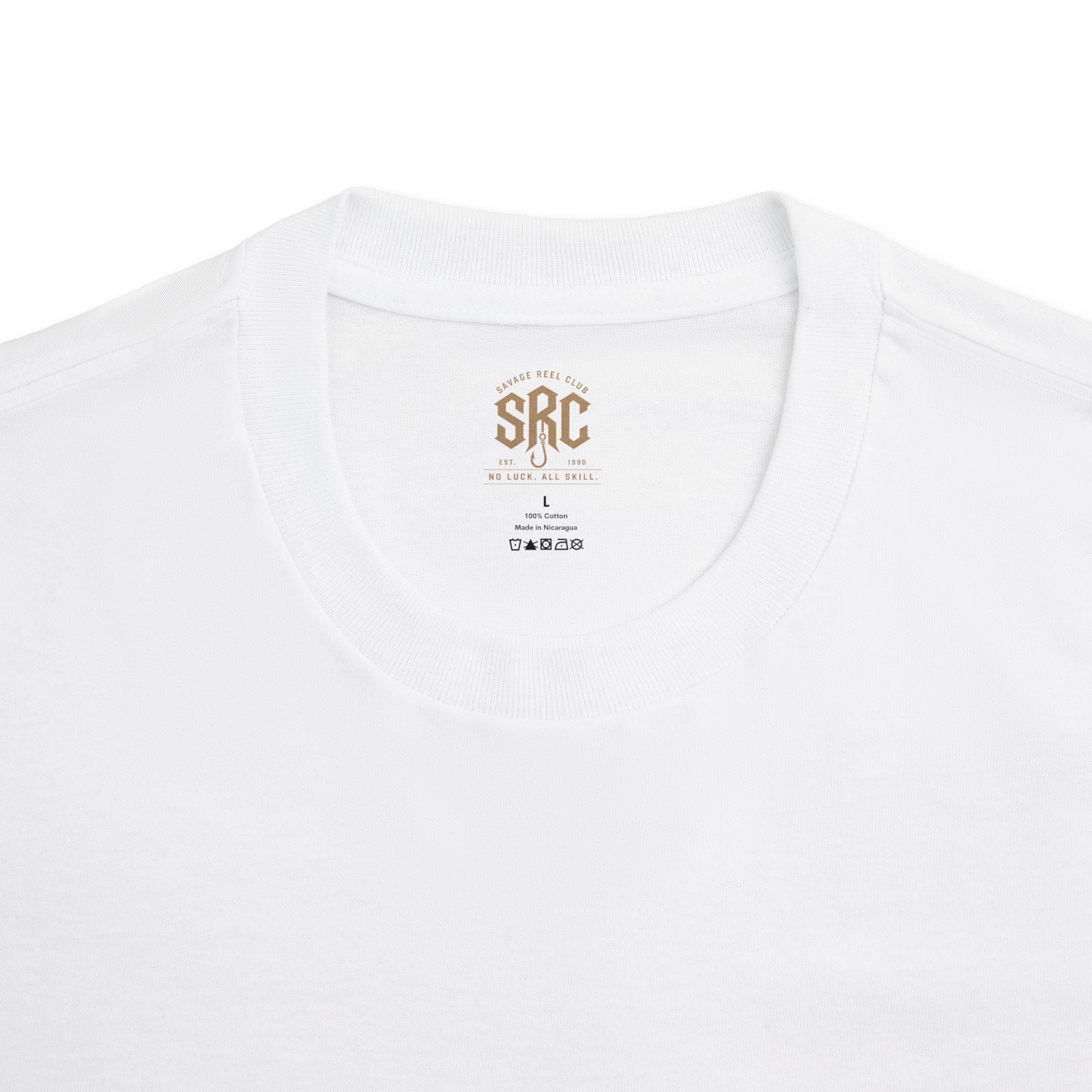Black Savage Reel Club fishing T-shirt with bold "Reel Club: Fuck Around Find Out" graphic design by Printify.
