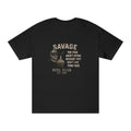 Men's fishing tee featuring a colorful "Savage Reel Club" graphic print on a comfortable T-shirt by Printify.