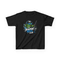 Kids' graphic T-shirt by Printify featuring a "Savage Reel Club" fishing design, casual kids clothes perfect for outdoor adventures.