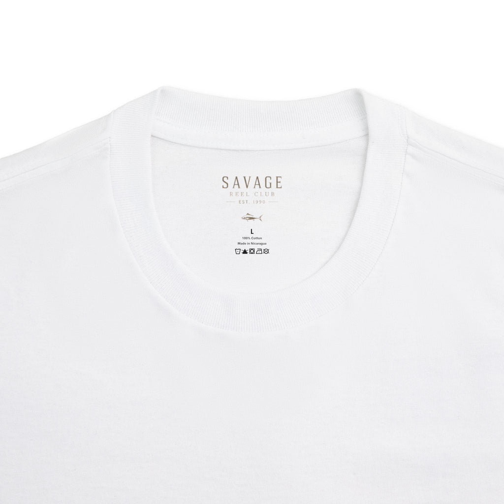 Marlin vintage fishing T-shirt from Savage Reel Club featuring a retro marlin graphic on a comfortable cotton tee.