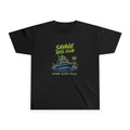 Kids youth tee featuring "Savage Reel Club" fishing boat graphic, casual kids' clothing by Printify.