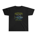 Kids' youth Savage Reel Club Tuna fishing tee shirt by Printify, featuring a colorful fishing reel design on soft cotton fabric.