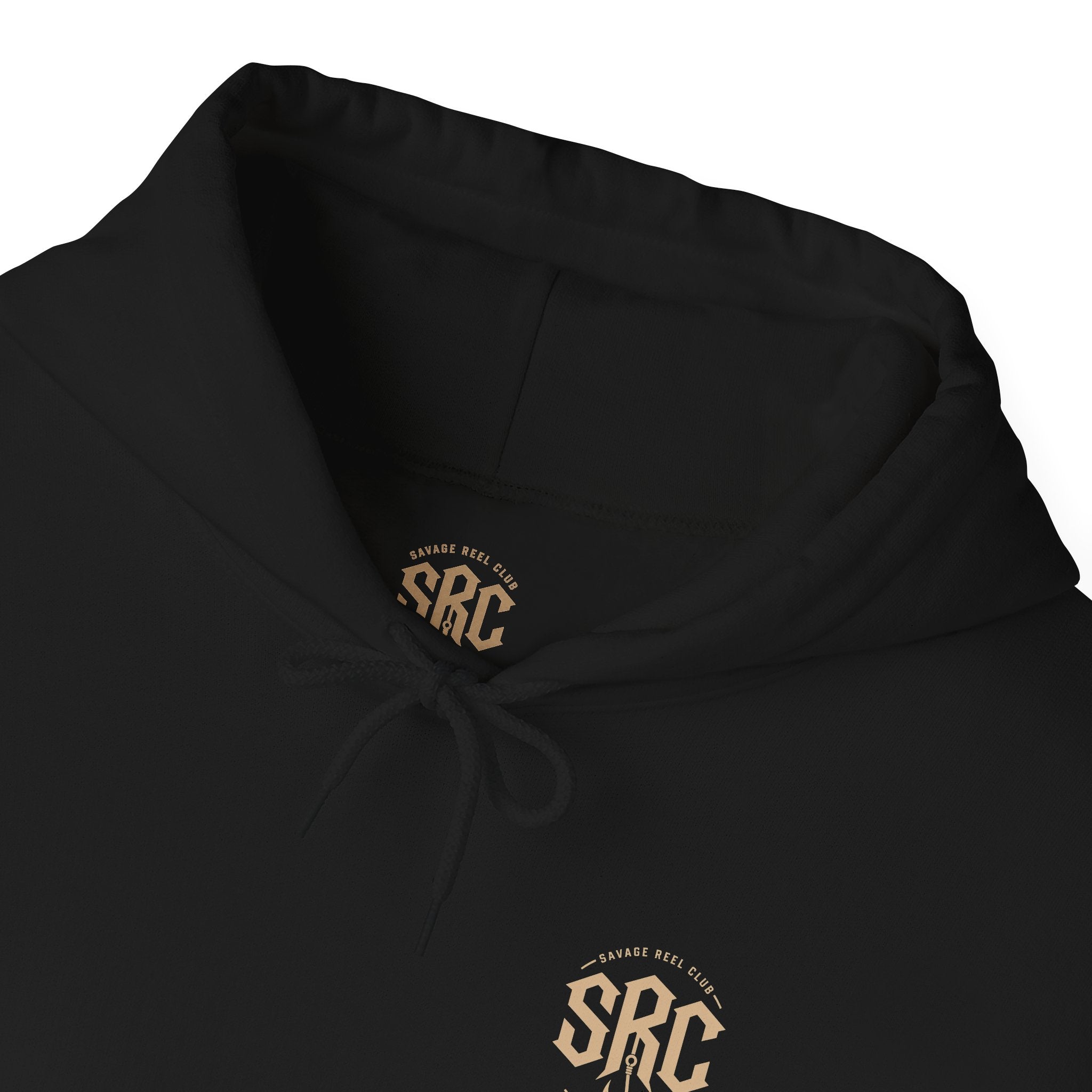 Printify Savage Reels Club hoodie with fishing graphic, soft pullover sweatshirt featuring vibrant fishing design and comfortable fit.
