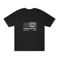 Savage Reel Club American flag saltwater angler T-shirt by Printify, featuring a patriotic design for fishing enthusiasts.