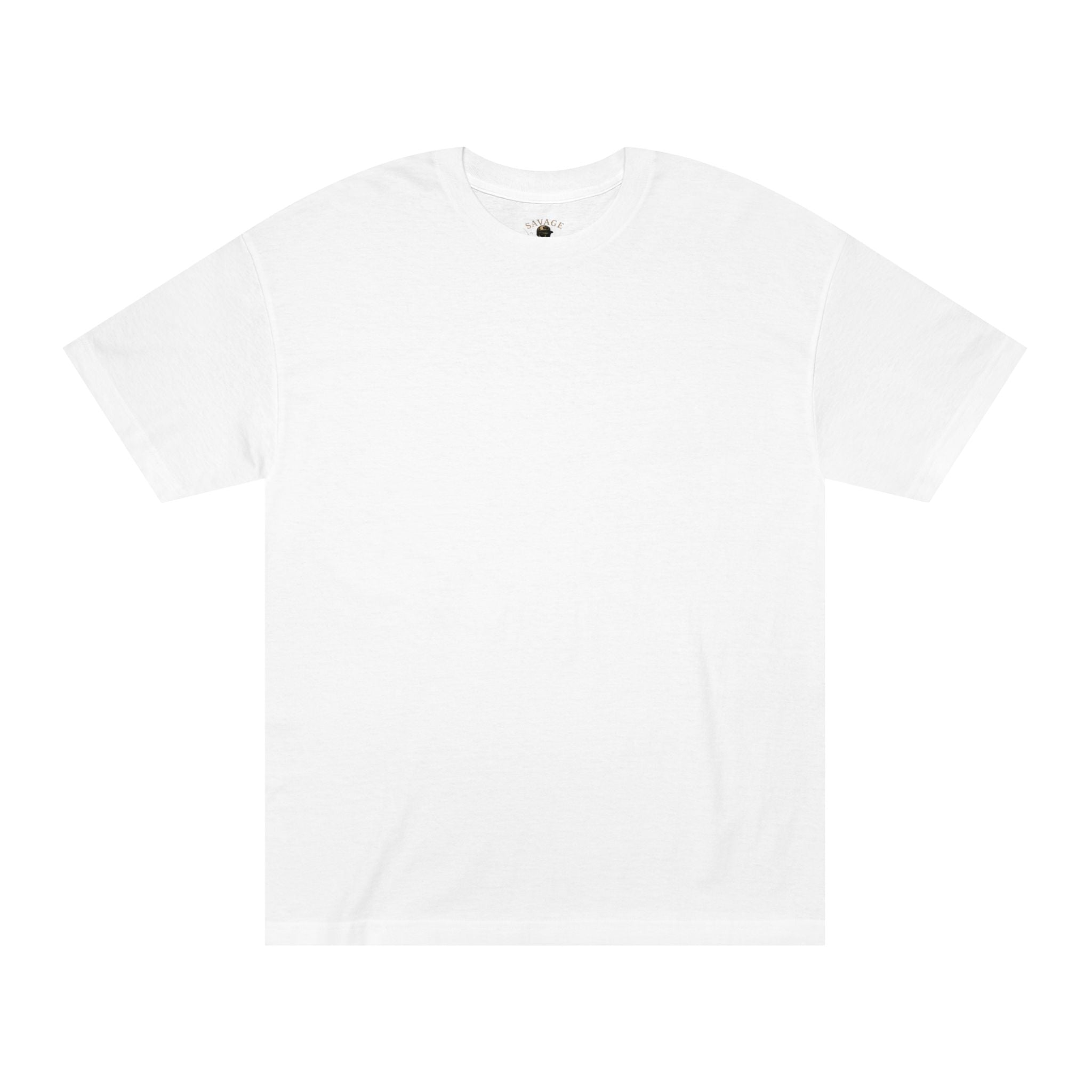 Fishing T-shirt featuring "Savage Reel Club: In Fish We Trust" design by Printify, with Benjamin Franklin graphic on a casual T-shirt.